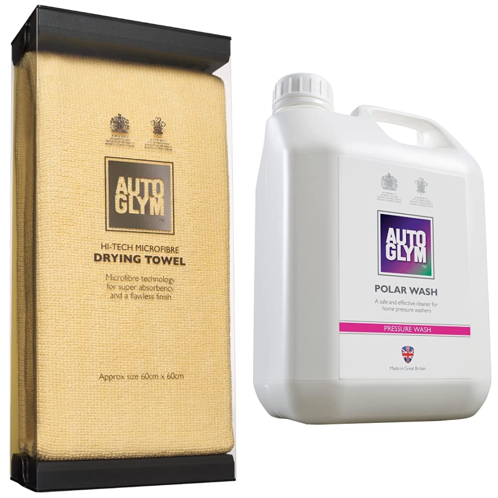 AutoglymHi-Tech Microfibre Drying Towel & Polar Wash, 2.5L - Snow Foam Car Shampoo Safe for Wheels, Paint & Trim