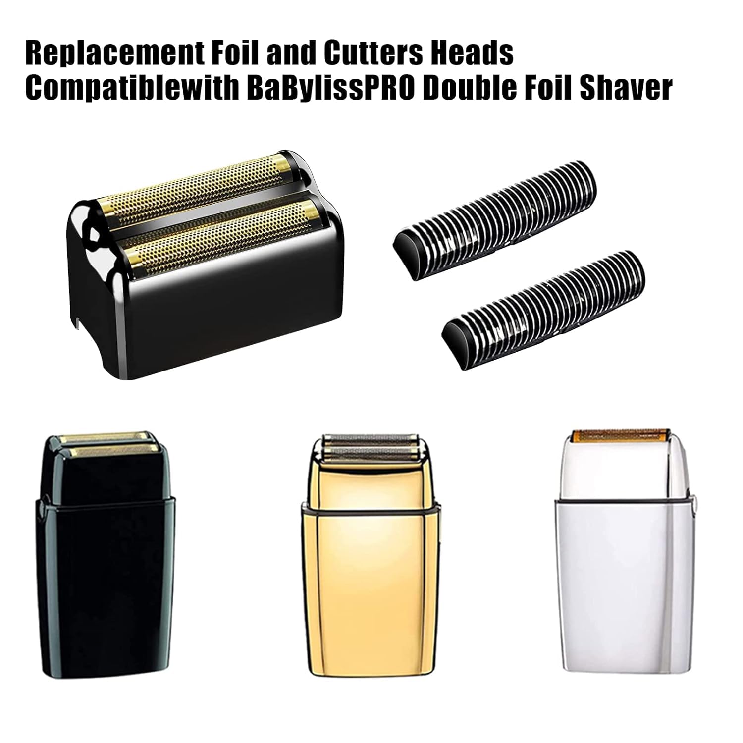 Testine di ricambio compatibili con BaByliss Foil Shaver (Gold/2)