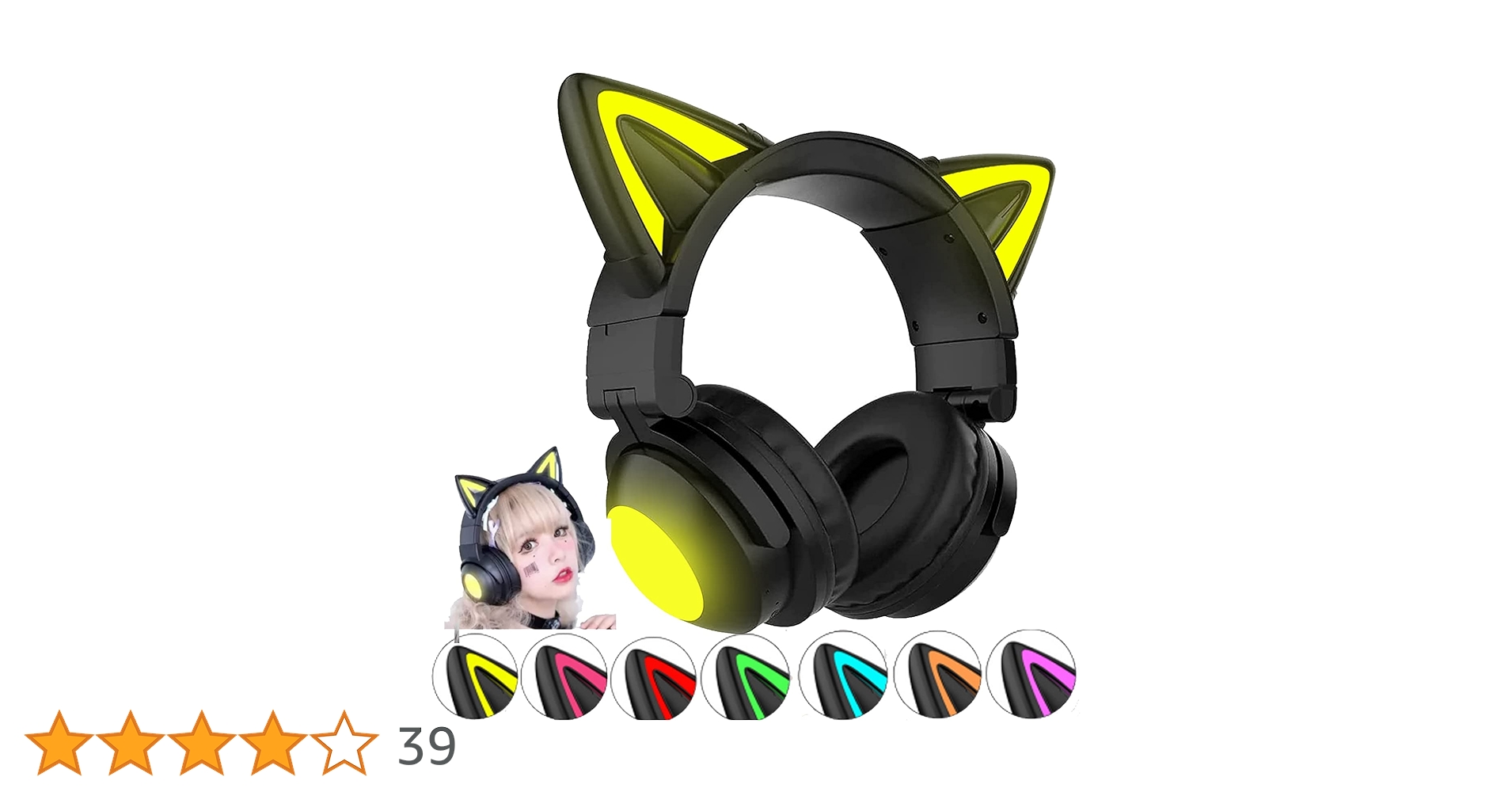 Amazon.co.jp: 猫耳ヘッドホン ゲーミングヘッドセット ヘッド