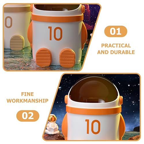 Miniatura 8 de Alipis Bote de basura pequeño de astronauta, cubo de basura Kawaii con tapa, lindo cubo de basura para niños, niñas, cuarto de bebé, decoración de
