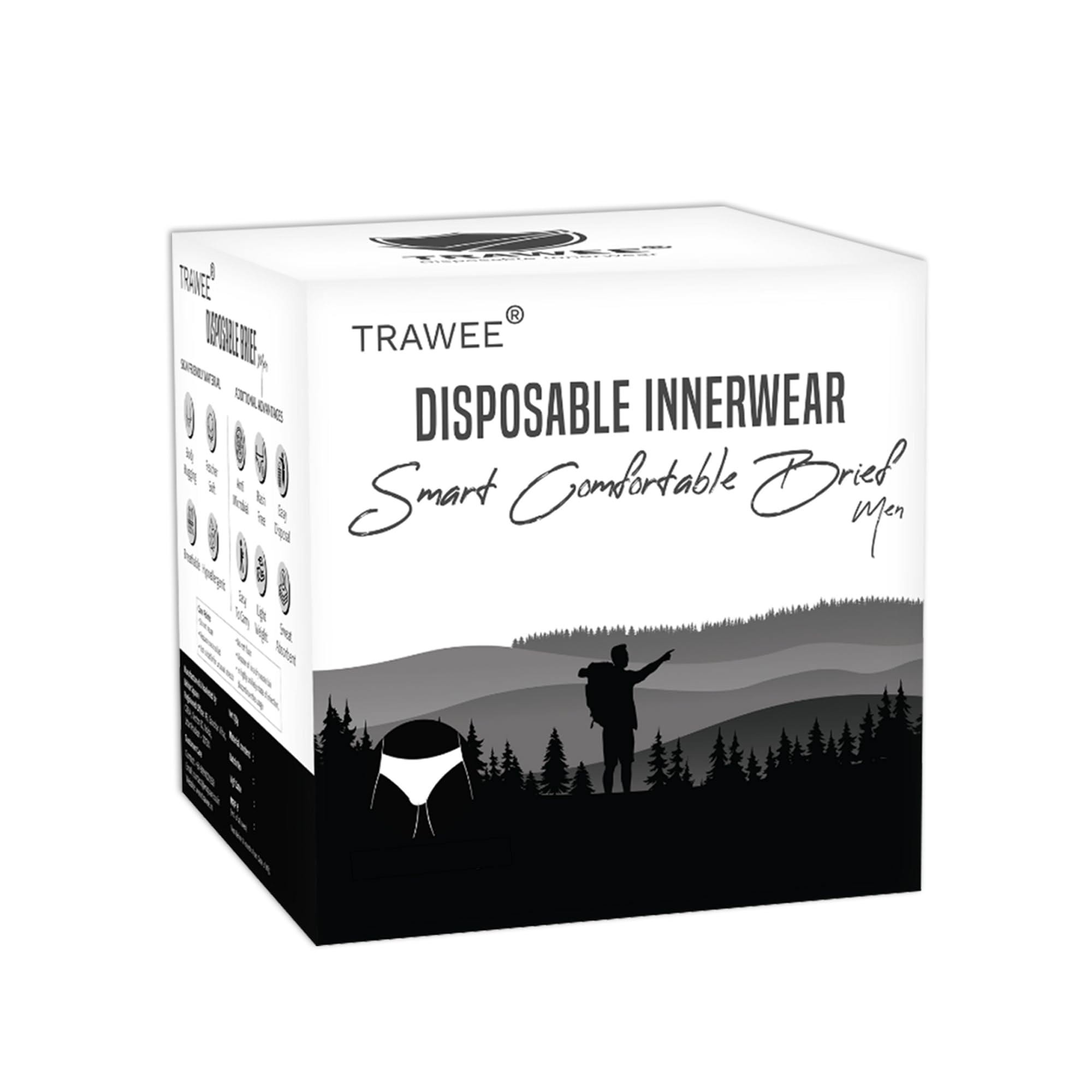 trawee (disposable underwears) Travel Disposable Brief Underwear for Men for Regular Use, Trekking, Camping, Spa, Herbal Treatments, Hospital Stay or Incontinence. Cotton Like Comfort with Body Hugging FIT (2XL, 10) White-picture-33