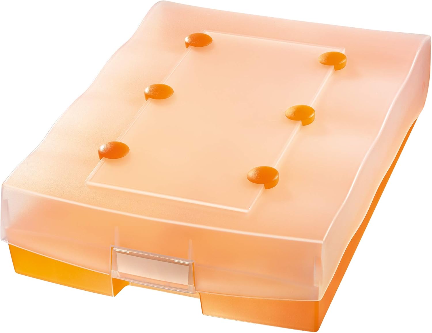 HAN 9987-613, CROCO-DUO archive box, for 2,200 cards A8 withA-Z guide cards dividers and 8 support plates, translucent orange