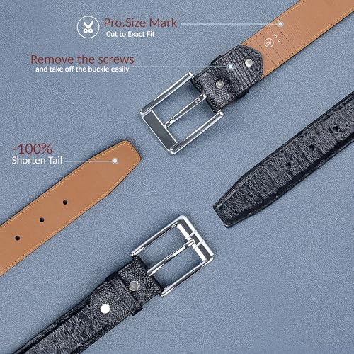 Ostrich Leather Belt Mens Handmade Exotic Straight Belts Metal Pin Buckle Durable Dress Belt-Classic & Fashion3