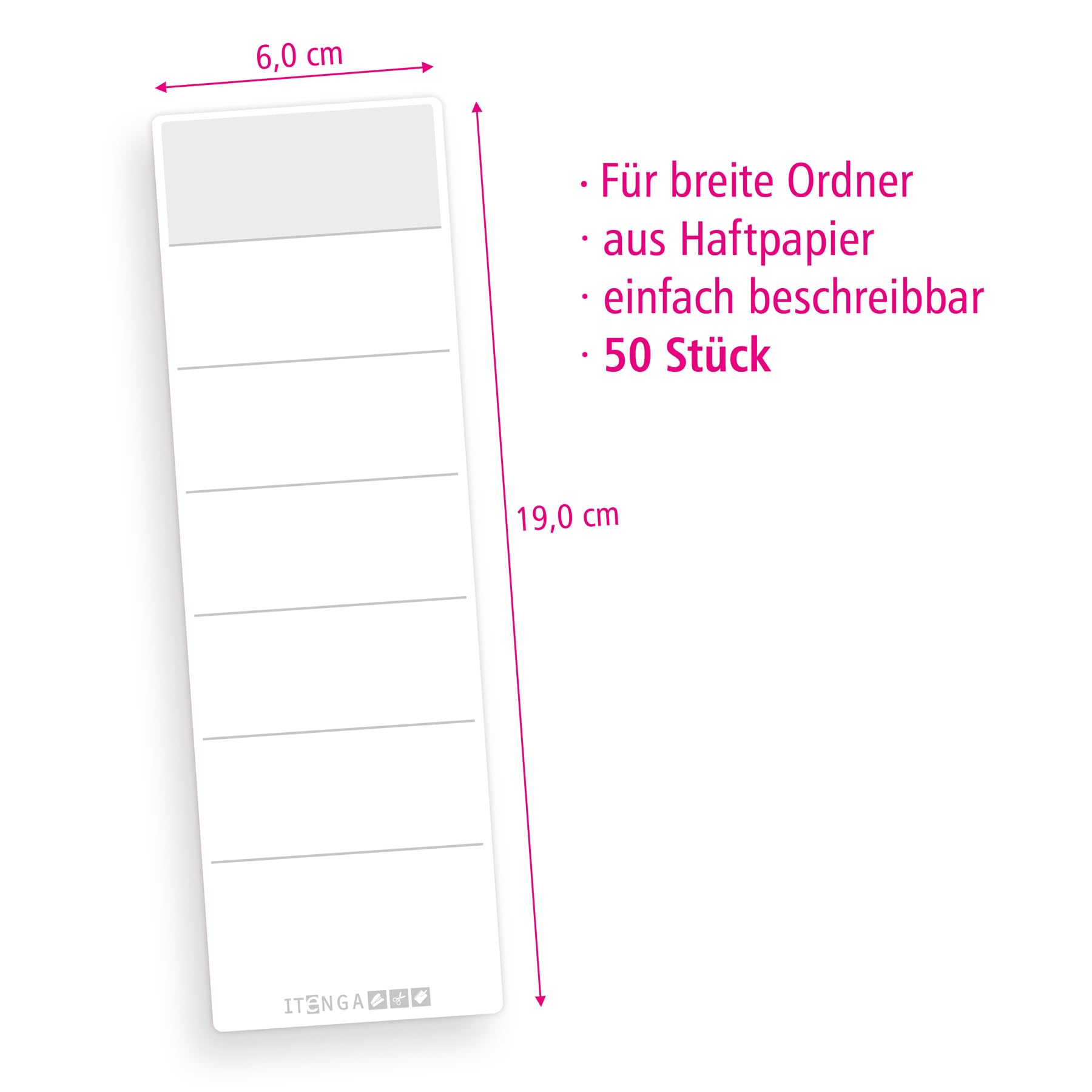Etichette Autoadesive Per Raccoglitori - 50 Pezzi, 6x19cm - Bianche, Per Organizzazione Ufficio E Scuola