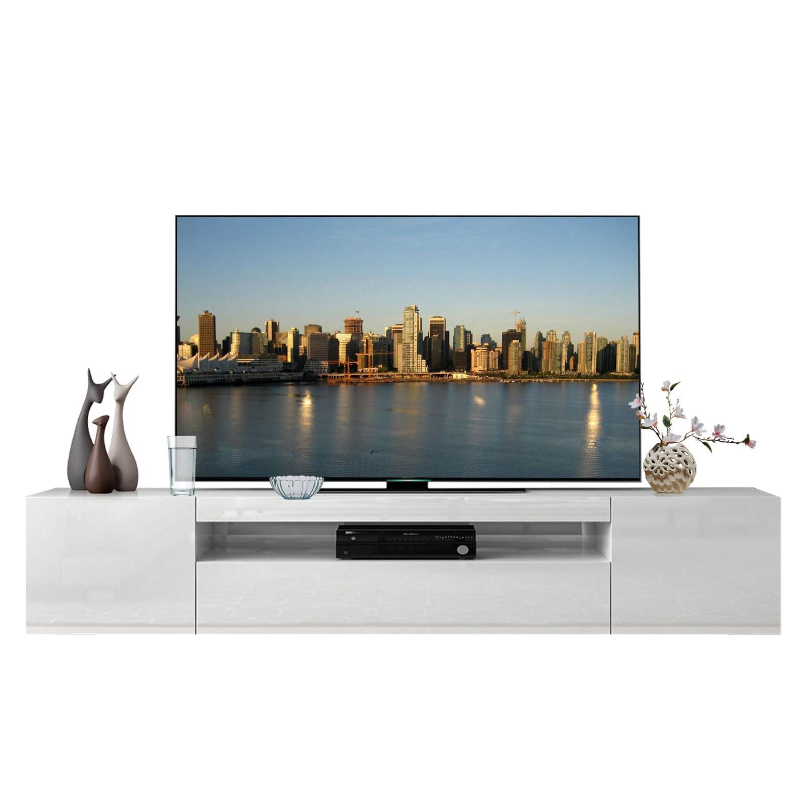 Web Convenienza Mobile TV con 3 Ante - Made in Italy - Mobile Televisore con Ante e Ripiano Vuoto Collezione Frozen per Soggiorno Cucina Sala da Pranzo Design moderno e Spazioso