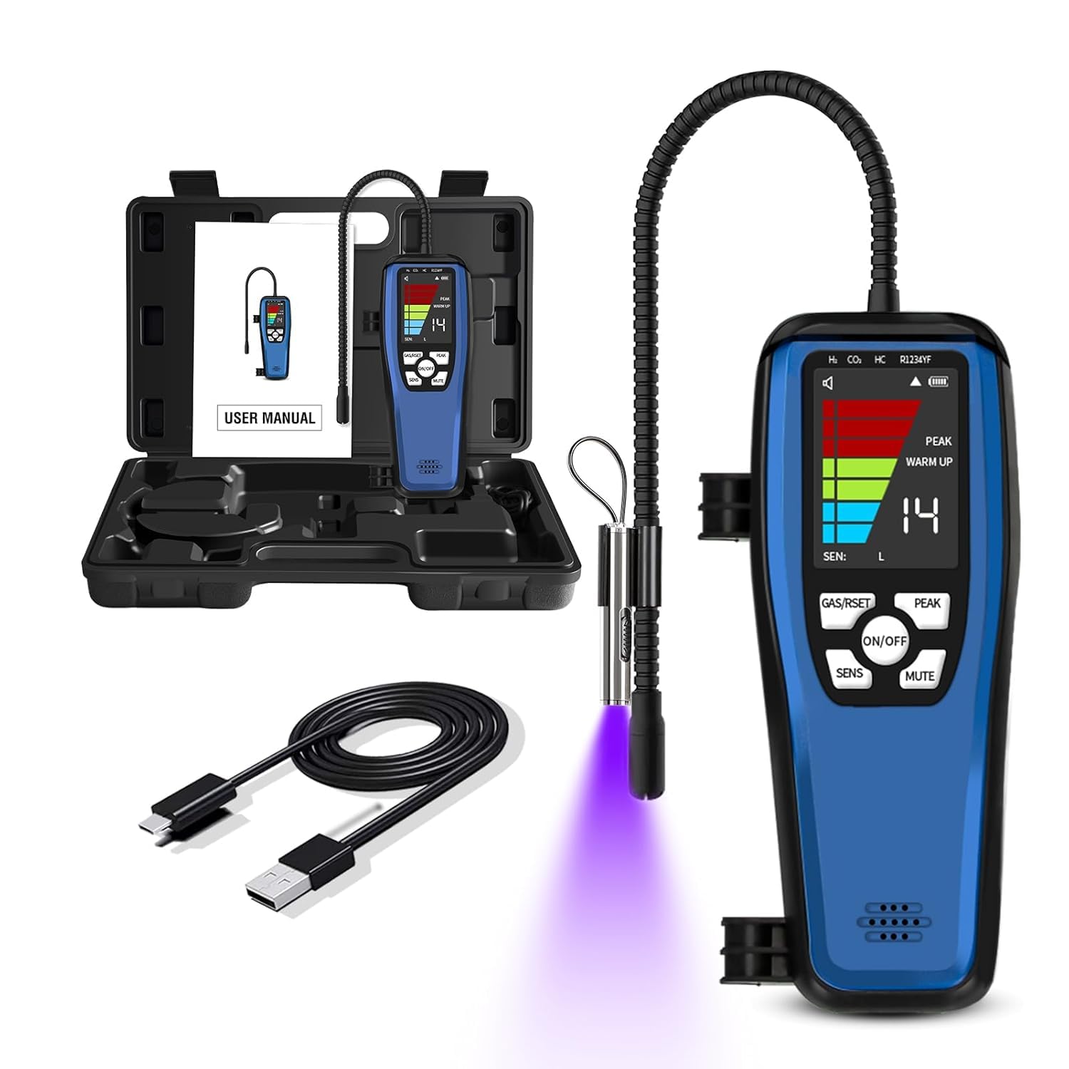 Bequest Refrigerant Leak Detector, LD-200 Freon & Combustible Leak Detector, HVAC Halogen Gas Sniffer Freon Leakage Tester with Rechargeable Battery for HVAC, Car, Refrigerator.-image-48