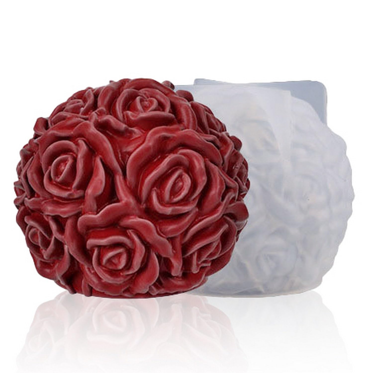 53 Arts Silicone Mould Rose Ball Candle Making | 3D Flower Sphere Resin & Wax Casting Mold for DIY Crafts, Soap, Plaster & Home Décor 2