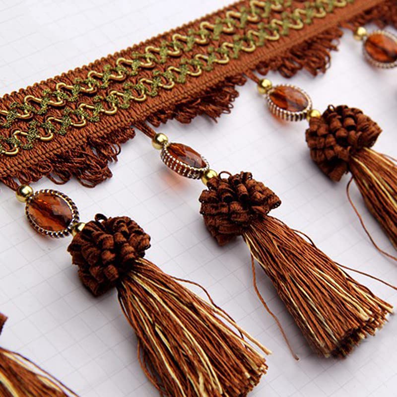 Franges de Rideau, 3 mètres de Perles, Garniture de Boule, Tresse, Franges, Couture, décoration de Table, canapé, Maison (Couleur: 7) (Couleur: 2) (Couleur: 4)(4)