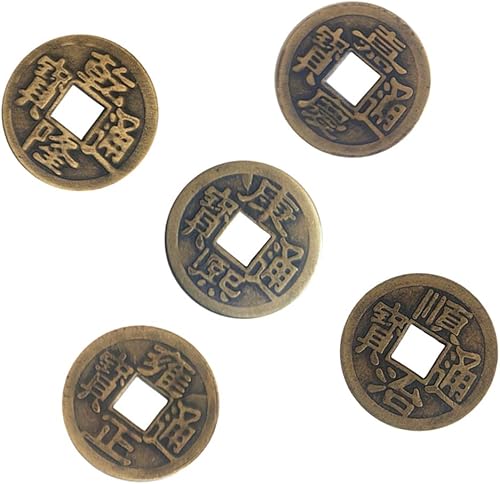 Miniatura 5 de 6pcs chino Feng Shui I Ching monedas de adivinación monedas de la fortuna monedas de buena suerte + bolsa de regalo (churupingan)