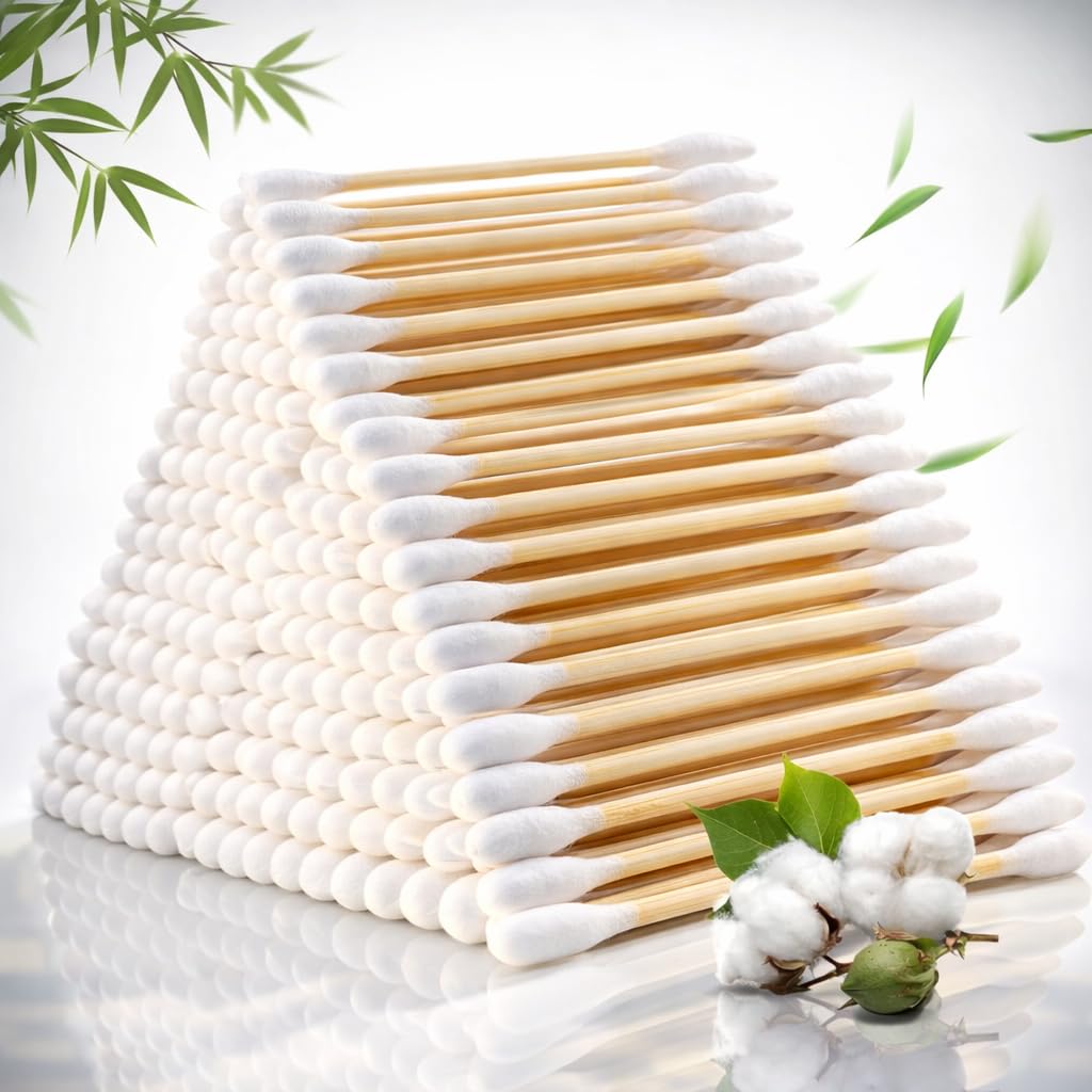 100% Pure Cotton Buds 1000pcs, Soft & Gentle Ear Cleaning Swabs with Bamboo Sticks, Suitable for Baby Care, Makeup & Personal Hygiene, Eco Friendly Disposable Tips-image-38