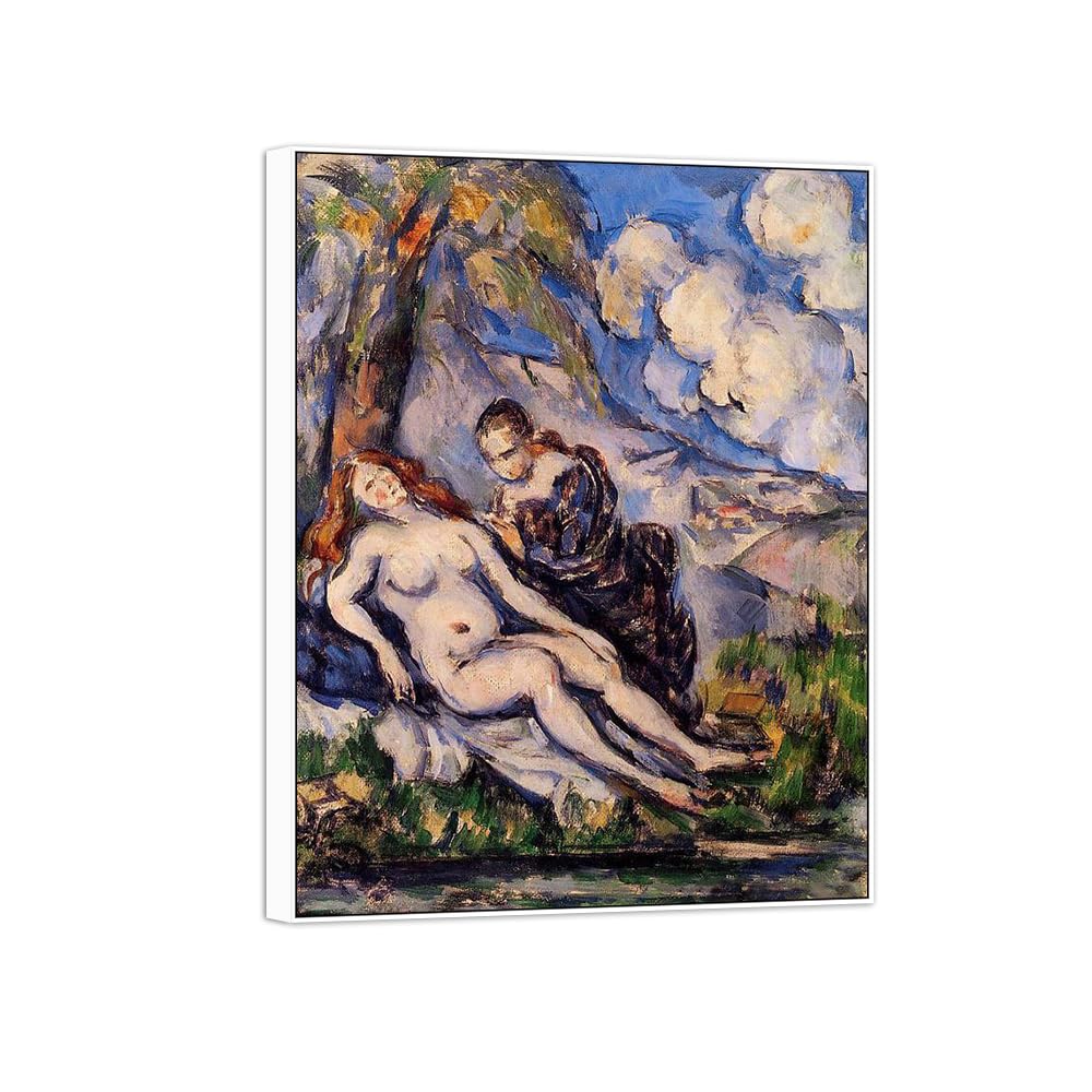 SDYSKKUG Canvas Wall Art Picture Decor Untitled by Paul Cezanne 40x30cm White Frame