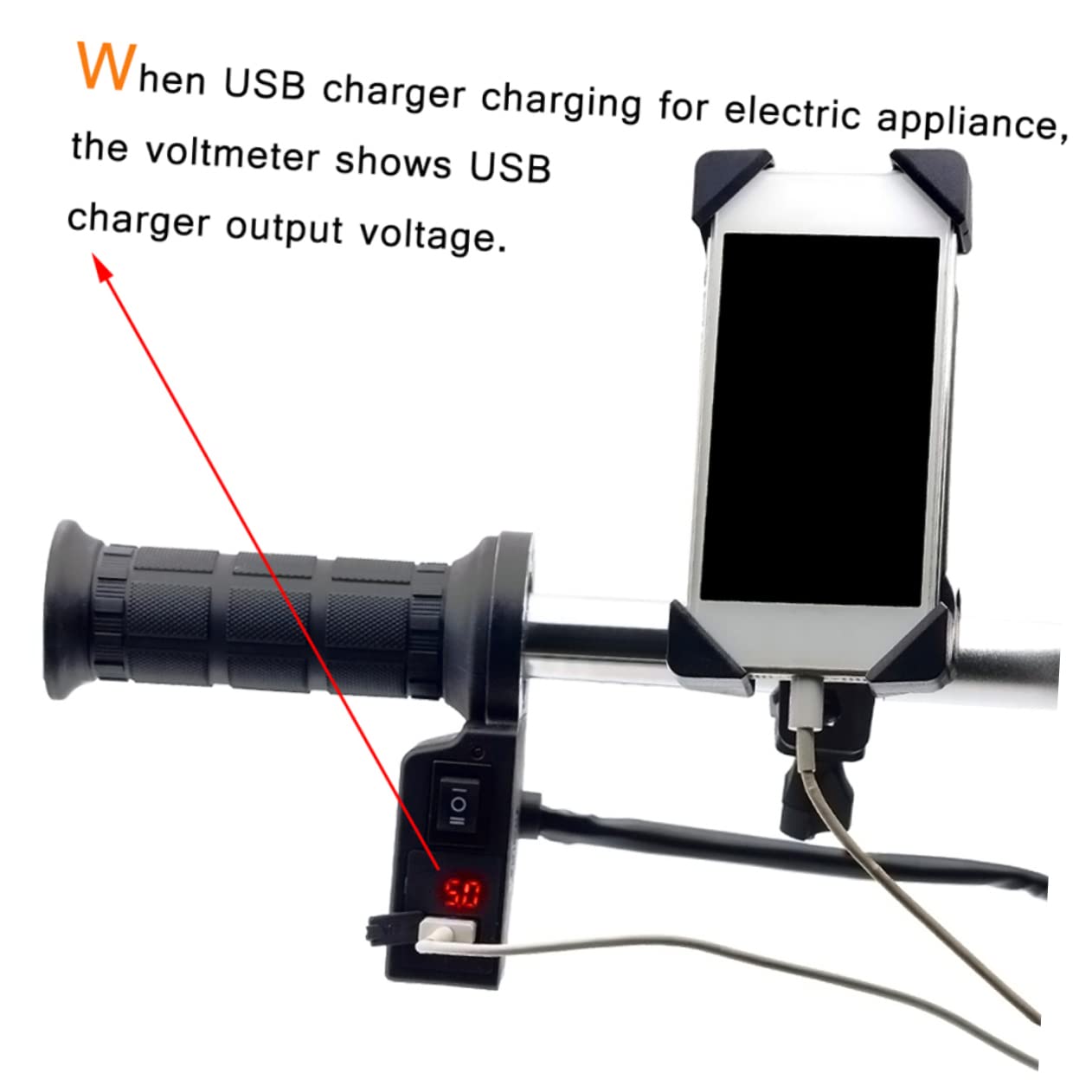 Chargeur USB pour Moto avec Poignées Chauffantes 12v 2.1a