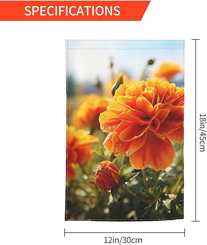 Miniatura 3 de Banderas de jardín para exteriores, flores de caléndula, flores de otoño, bandera de jardín de 12 x 18 pulgadas, bandera de bienvenida de temporada