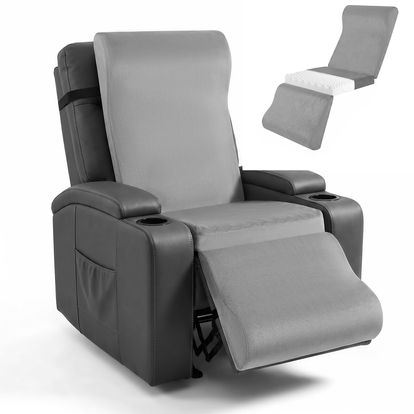 OFKAIS Recliner Cushion for Elderly with Headrest & Footrest Support