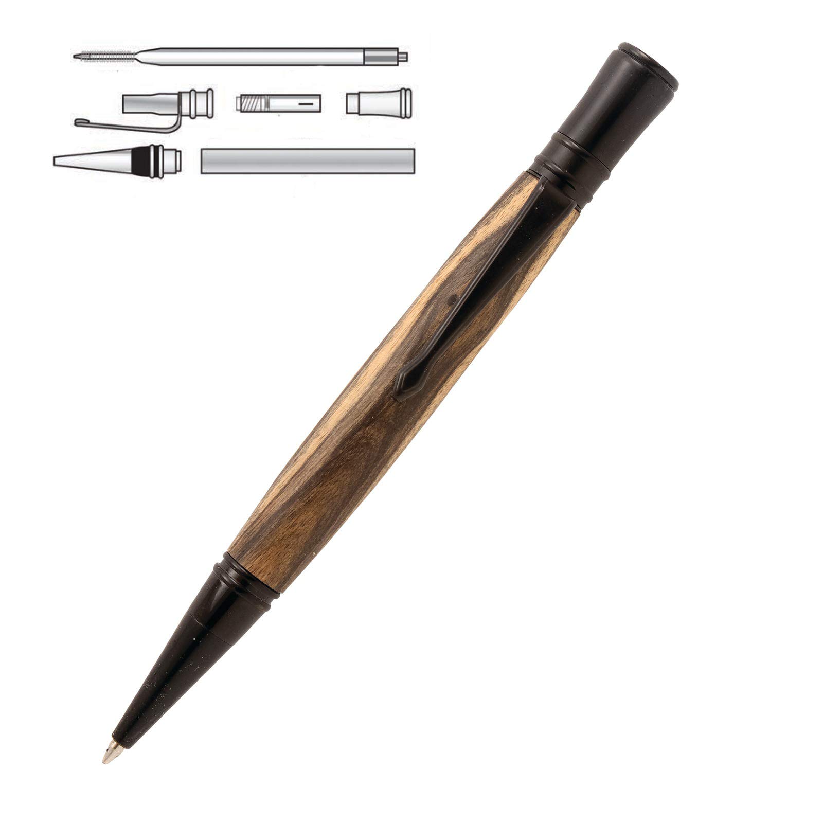 Penn State Industries PKEXECPENE Executive Twist Ballpoint Pen Kit Woodturning Project (10, Black Enamel)