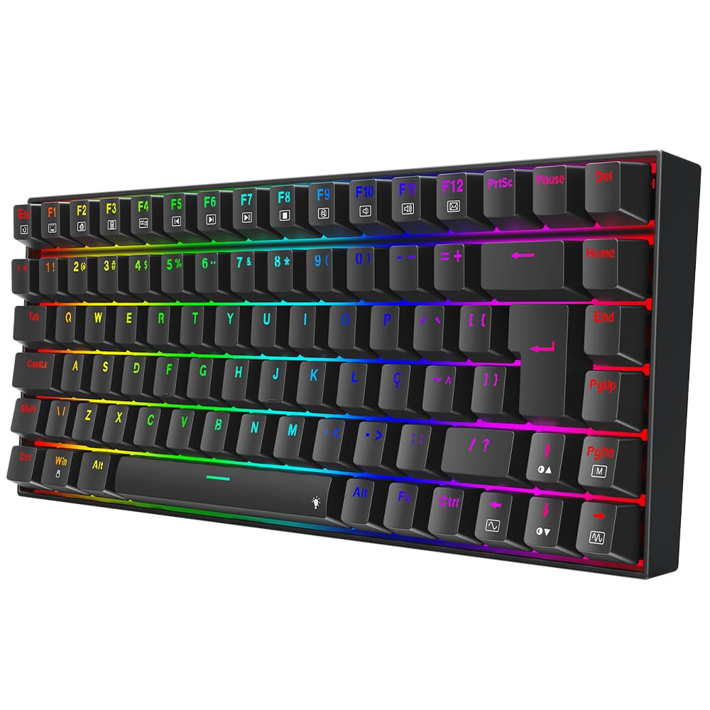 Teclado Mecânico Gamer Redragon Phantom RGB Preto 75% Switch Brown