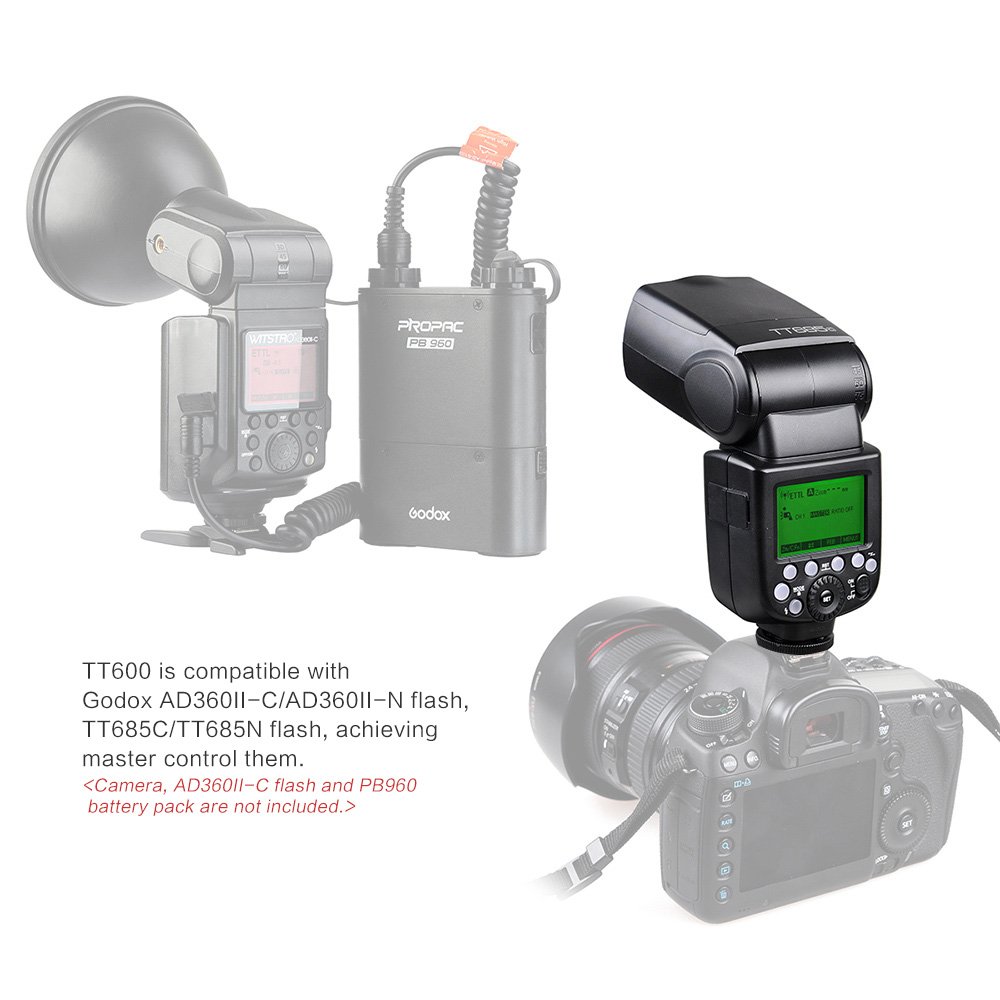 Godox Thinklite TT600 Kamerablitz 2.4G Wireless-Triggersystem GN60 Kompatibel mit Canon Nikon Pentax Olympus Fujifilm Kompatibel mit AD360II-C TT350II-N TT685C TT685N-Blitz X1T-C/N-Trigger