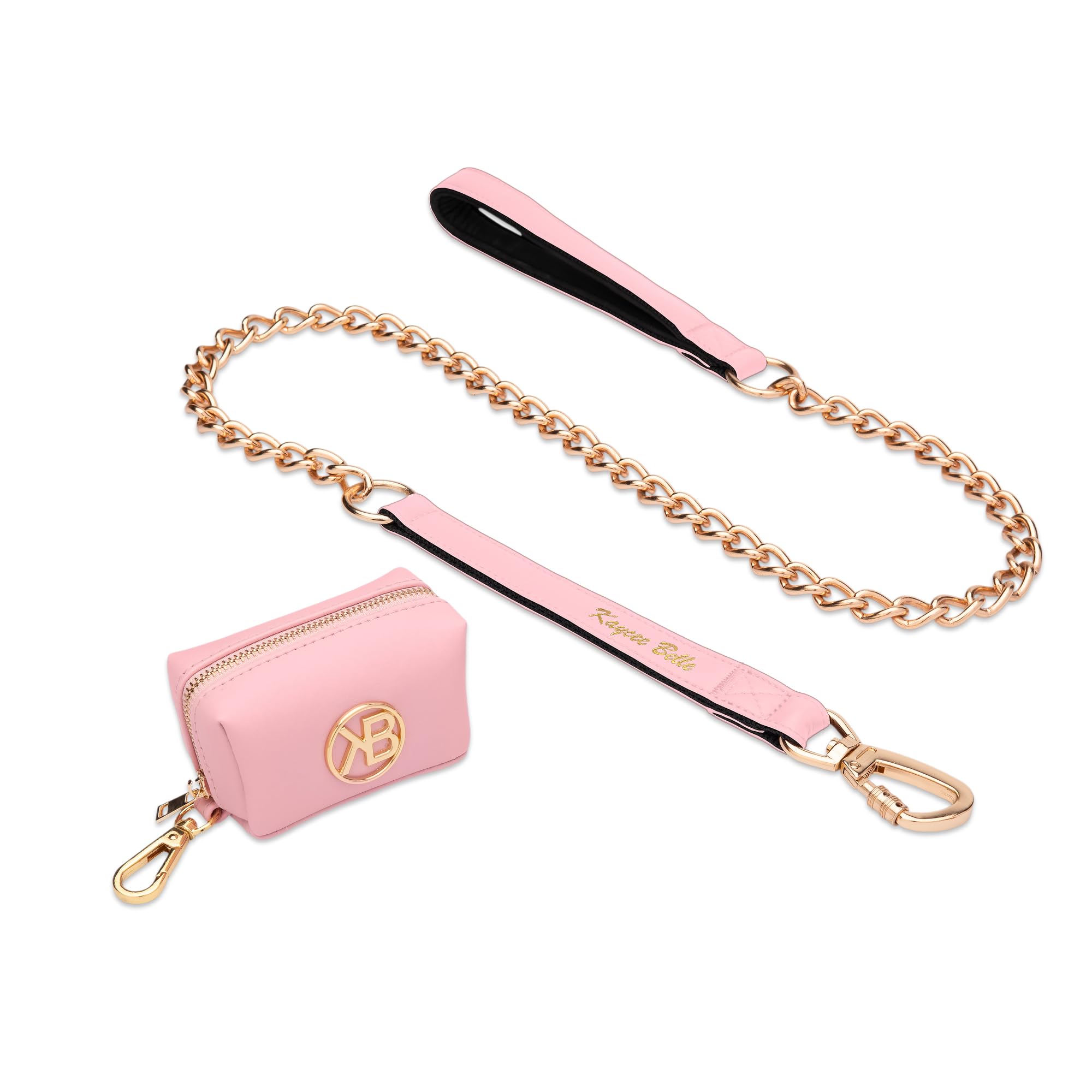Kaycee Belle® Luxury Dog Harness Comfortable Adjustable Premium soft Padded Vegan Leather No pull no-choke harness with power strap small medium large dogs (Pink Leash, Leash for Size M/L Harness)