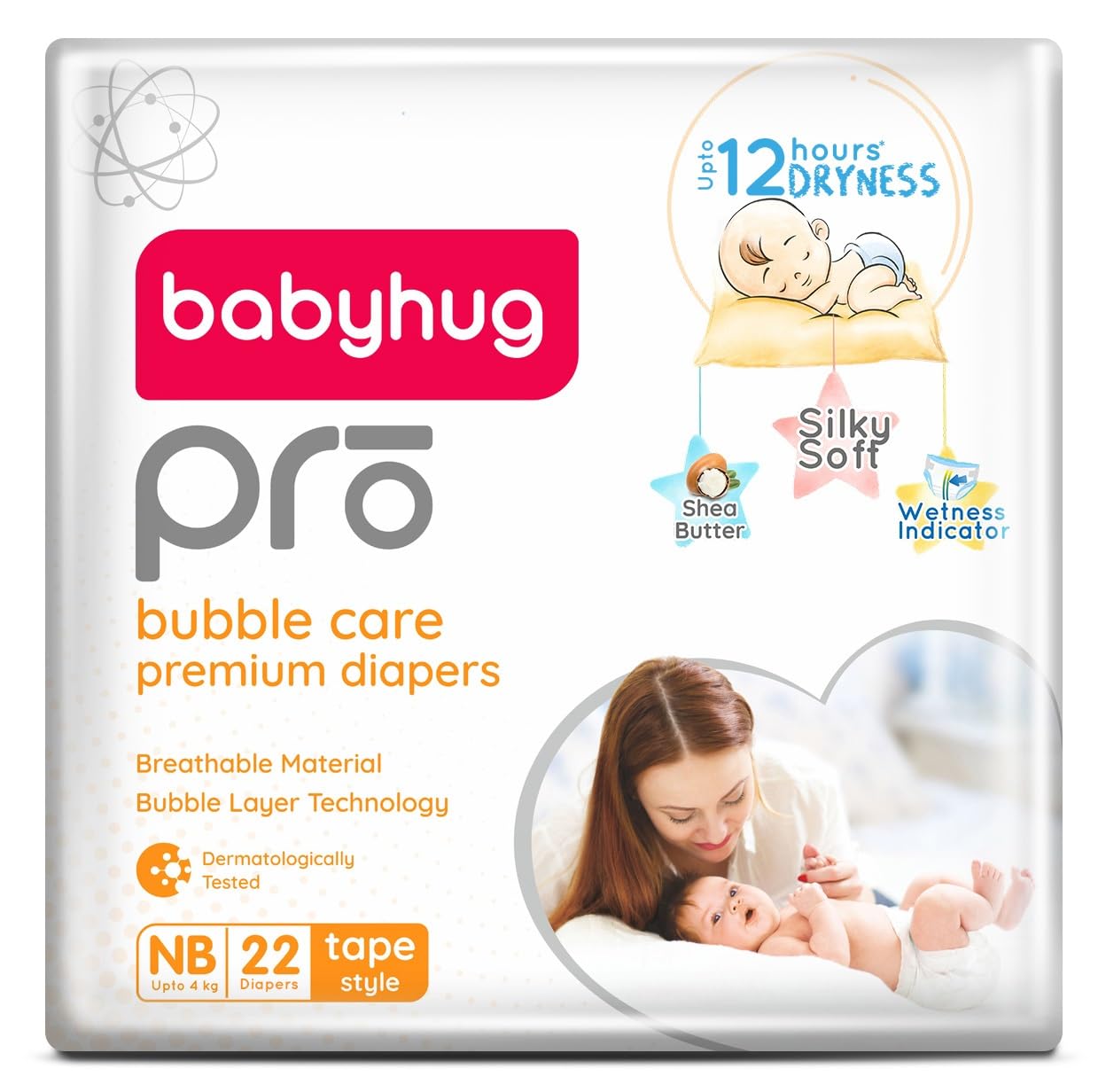 babyhug Pro Bubble Care Premium Tape Style Diaper Unisex For New Born(Nb) Size-22 Pieces