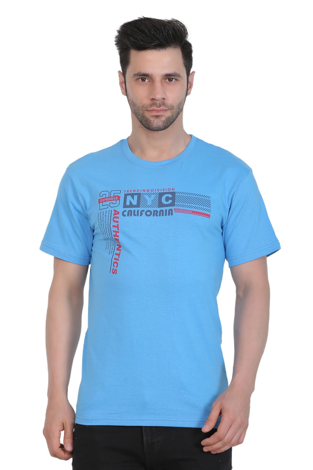 INDIAN PRIDEMen's Trendy Half Sleeve Cotton Regular Fit Round Neck Printed T-Shirt for Casual