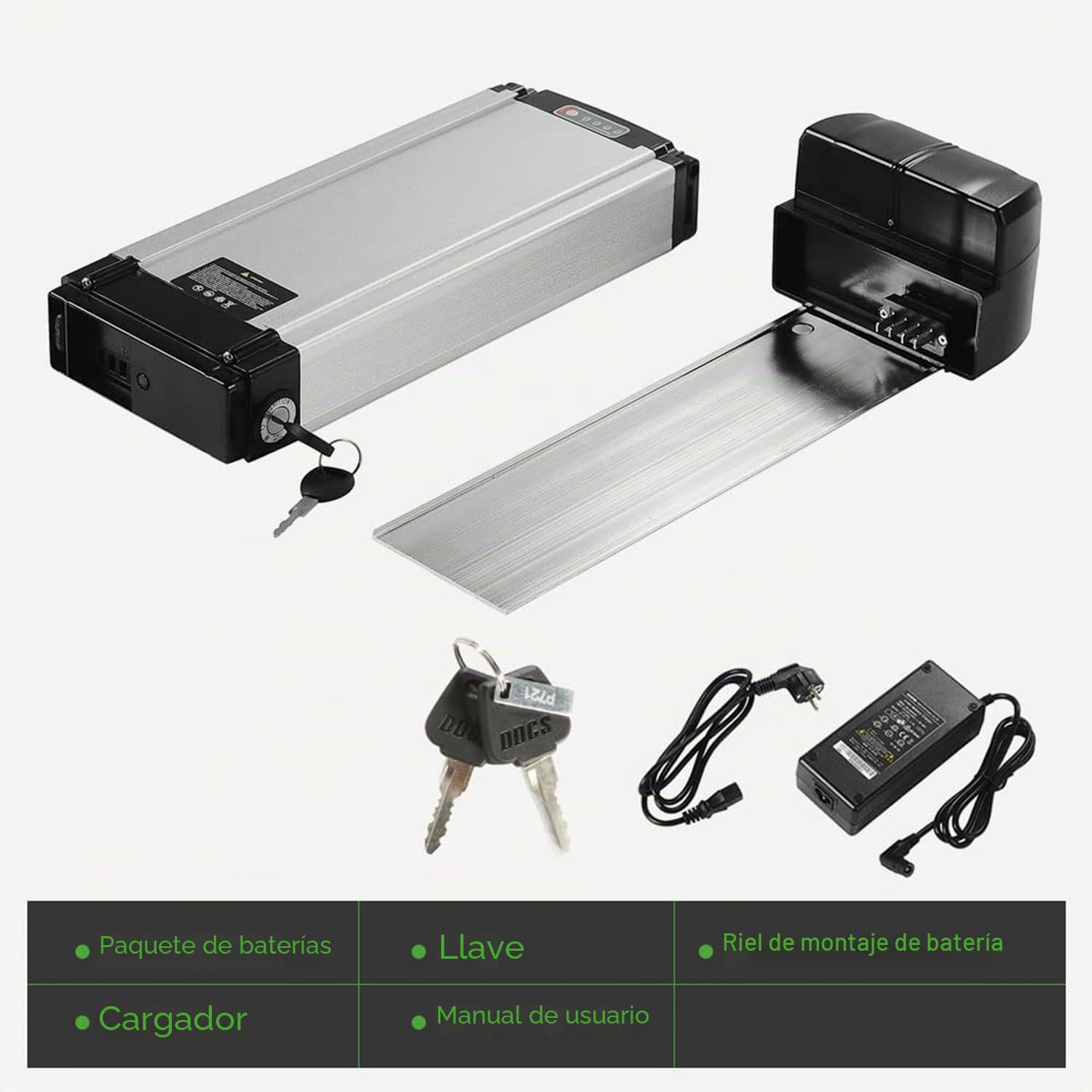 E-Bike 36V 15.6Ah 561Wh Lithium-Ion Rear Battery for para E-GO! Wondervelo, Hapex Electric Bicycle Pedelec, with Charger