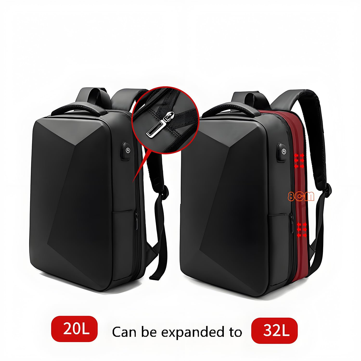 XINYASEE Borsa per computer di grande capacità zaino a guscio duro in EVA antifurto borsa per computer per studenti zaino espandibile per il tempo libero zaino da viaggio per affari
