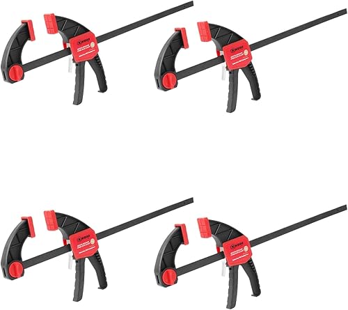 XINQIAO Abrazaderas de barra para carpintería Juego de 4 abrazaderas de madera de 12 pulgadas, esparcidor con una sola mano con 150 libras para