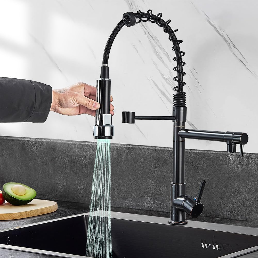 Mélangeur eau froide et chaude en bronze noir pour évier