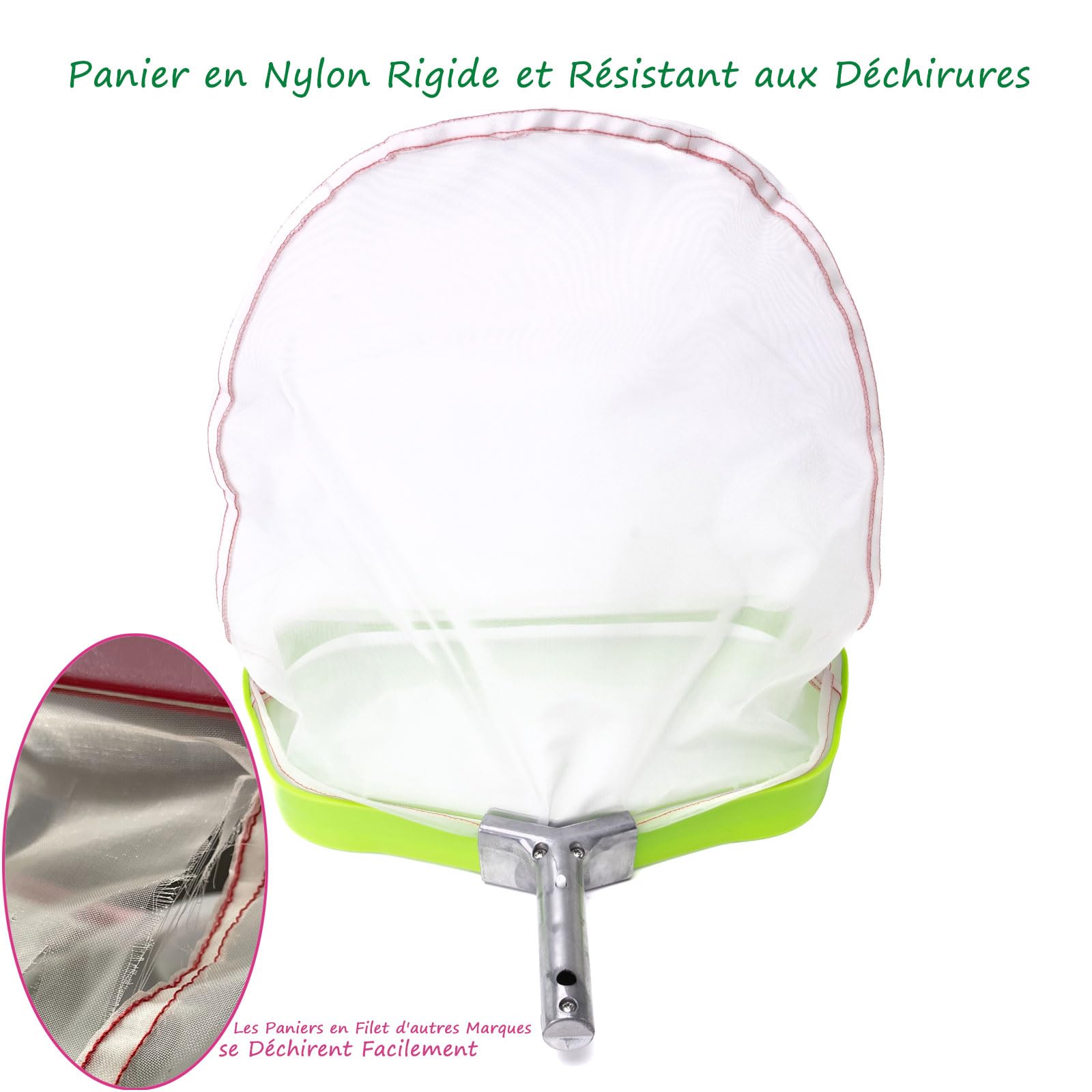 Ultra Fine Mailles du Filet de Piscine, Lourd Fardeau Épuisette avec Contour en Métal, Filet Sac en Anti-déchirure Nylon pour Nettoyer Boue, Pool Rake Skimmer Net
