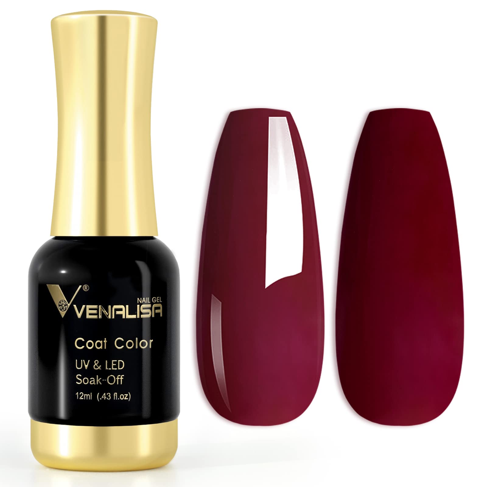 VENALISA Esmaltes Semipermanentes de Uñas en Gel UV LED Claret red 12ml Esmaltes de Uñas en Gel Nail Polish