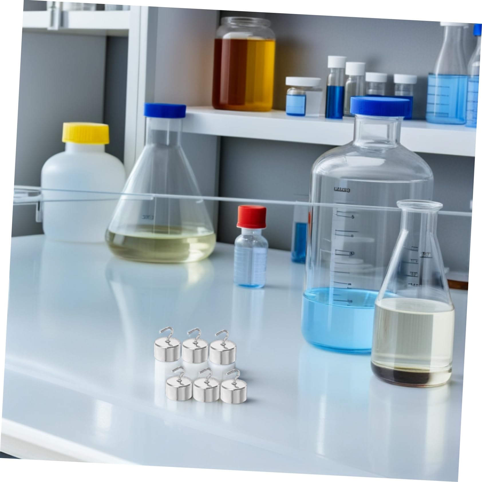 Hemobllo 50 Piezas Pesas de Laboratorio Pesas de Gancho de Hierro Cromado para Física para Experimentos Laboratorio de Ciencias