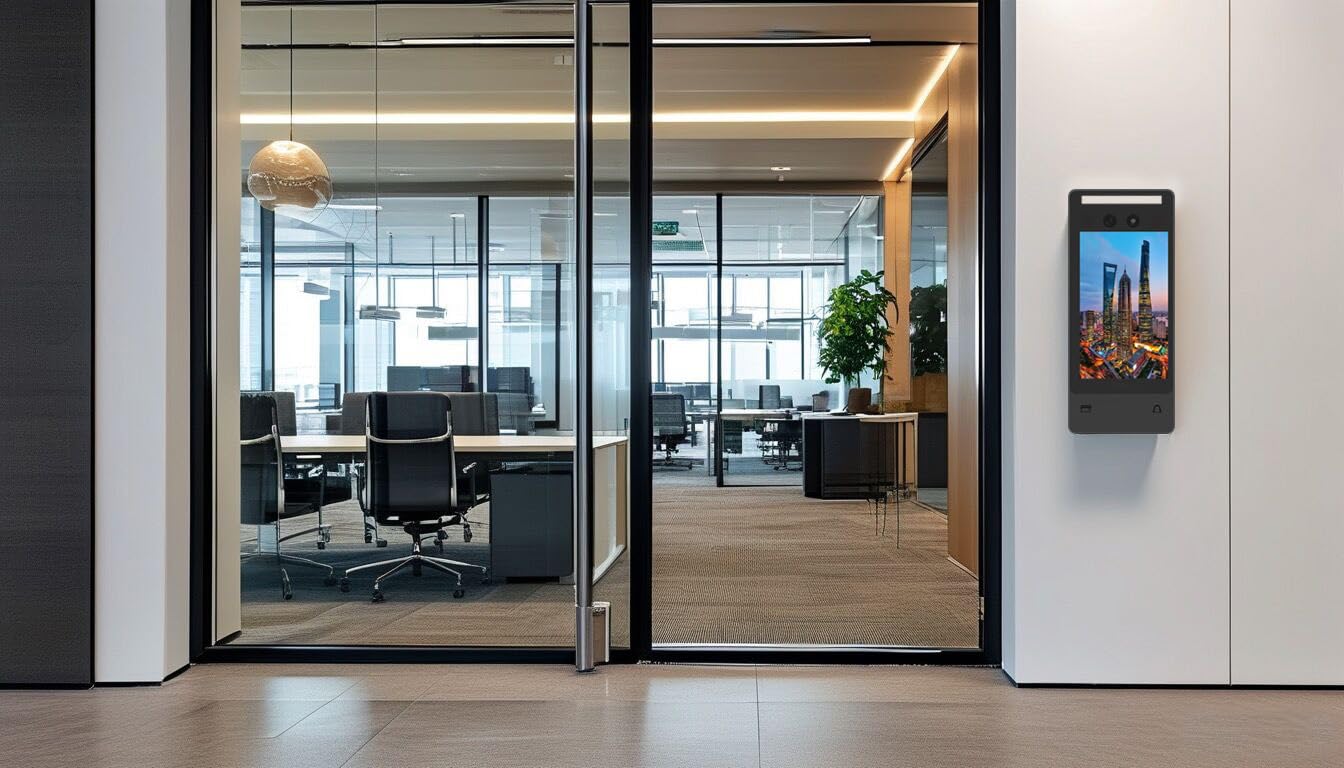 Face Recognition Access Control System with 1200lb Magnetic Lock, 5-Inch HD Screen, Palm Vein, IC Card & Keypad Entry, Doorbell & Infrared Exit Button for Home Business Security