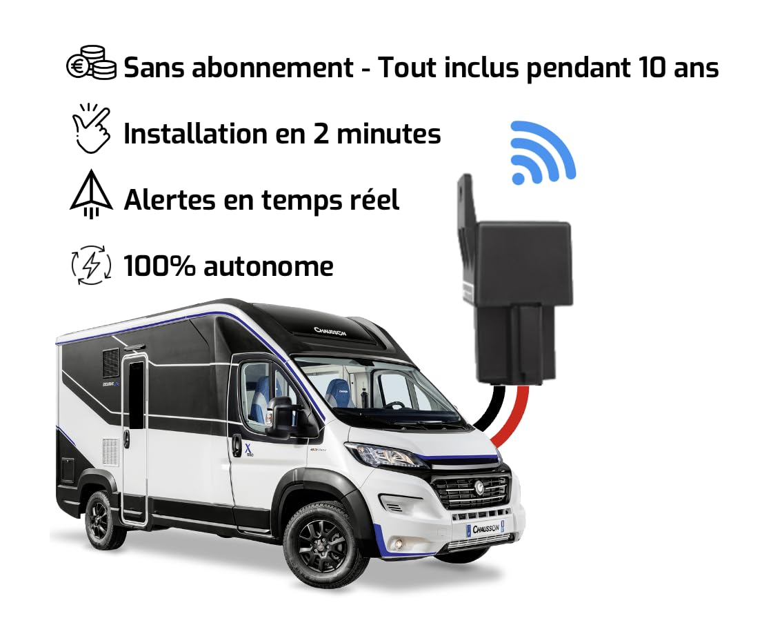 Rastreador GPS Camping Car sin Suscripción - 10 Años Incluidos, Seguimiento en Tiempo Real, Alerta Antirobo, Cobertura Mundial - Rastreador GPS para Van, Coche, Motocicletas