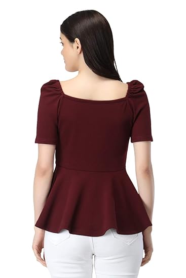 ZUVINO Women's Casual Stylish Peplum Top with Puffed Sleeves