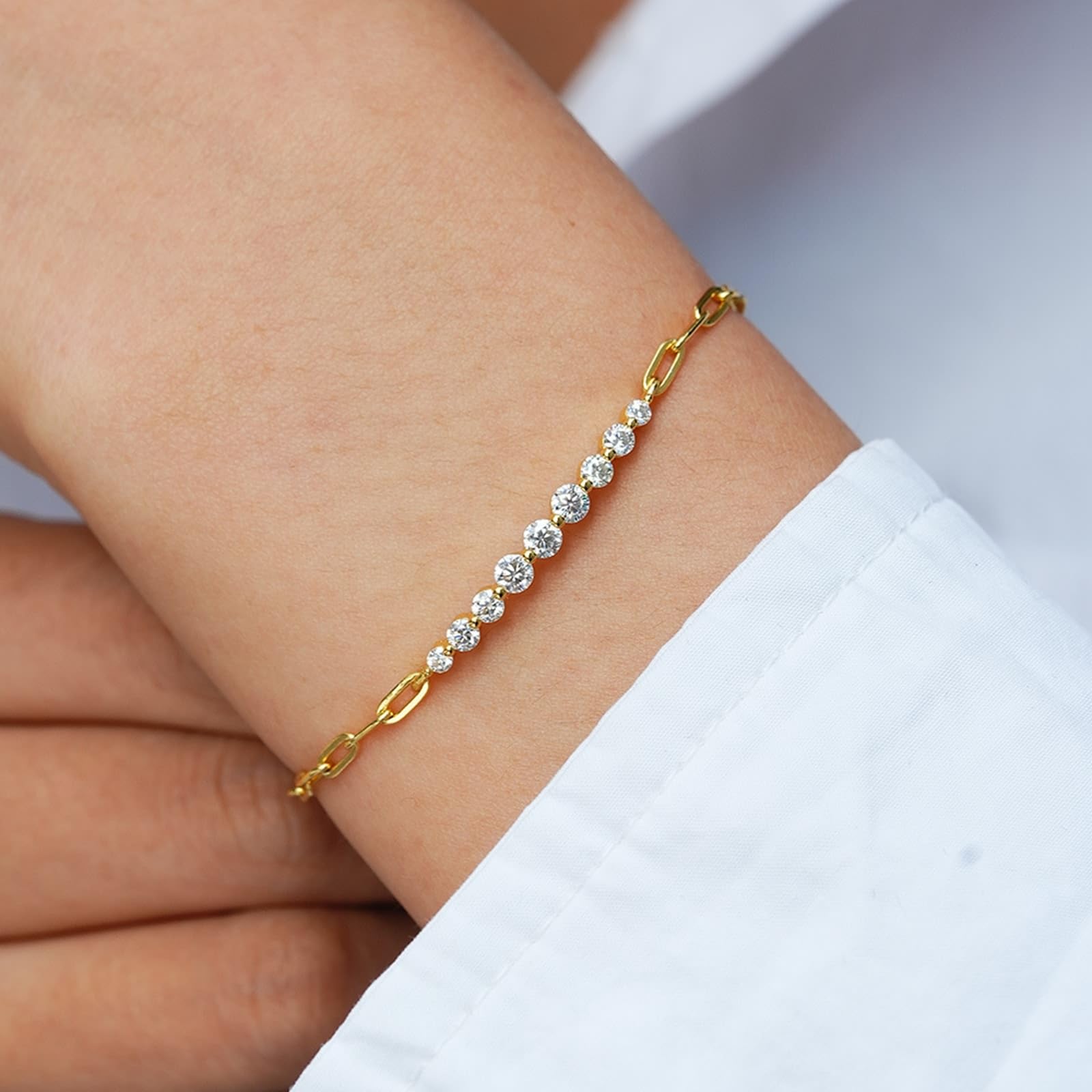 Pulsera de oro amarillo Au 375/585/750 para mujer, brazalete clásico para mujer con laboratorio creado en laboratorio joyas auténticas, 9 K/14 K/18 K oro brazalete