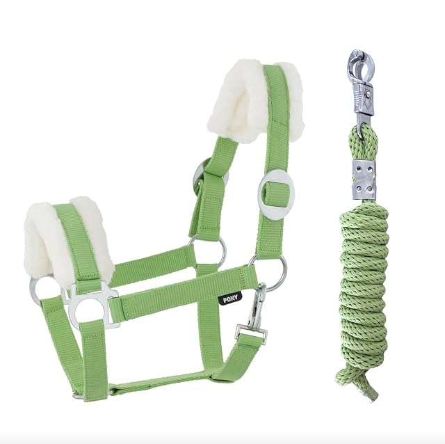JA Horse JA4004 Comfort - Juego de cabestro de piel sintética, color verde