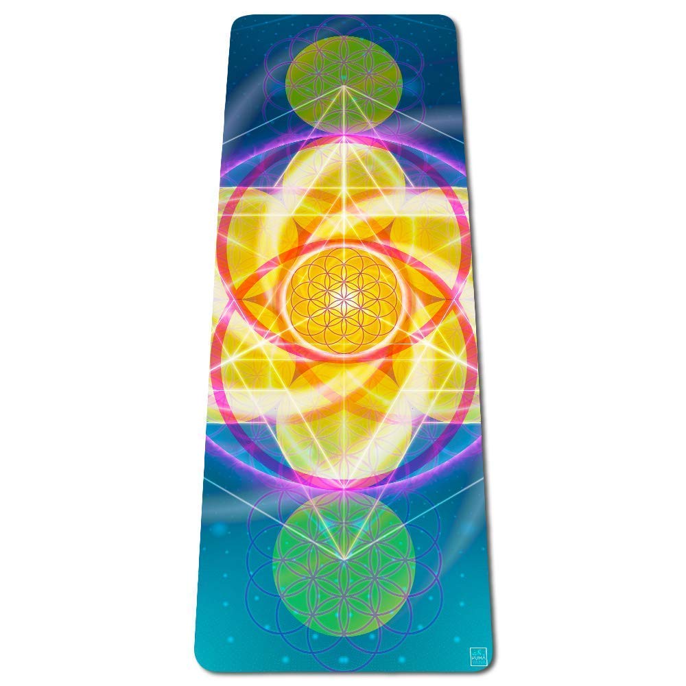 Light Activation Eco Yoga Mat | Thick | Natural | Best Hot Yoga Mat | Pilates | Non Slip 2 in 1 Mat + Towel | Free Strap