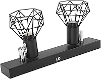 Vista 3 de Lámpara de riel de techo 85‑265V E14 Soporte de lámpara de 2 cabezales Kit de luz de seguimiento vintage instalación cableada Luz industrial