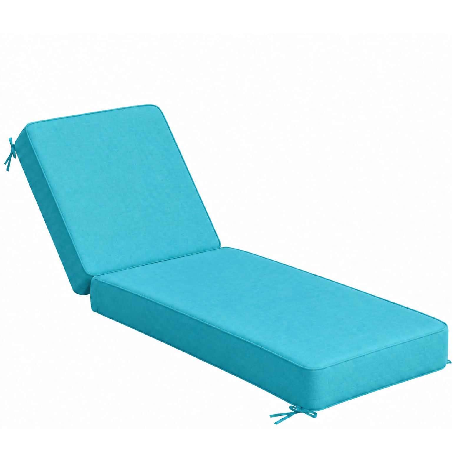Outdoor Chaise Lounge Cushion, 75 x 23 x 6 Inches, Turquoise Olefin Waterproof & Fade Resistant, Patio Lounge Chair Cushion, Thick Lounger Pad with Removable Cove