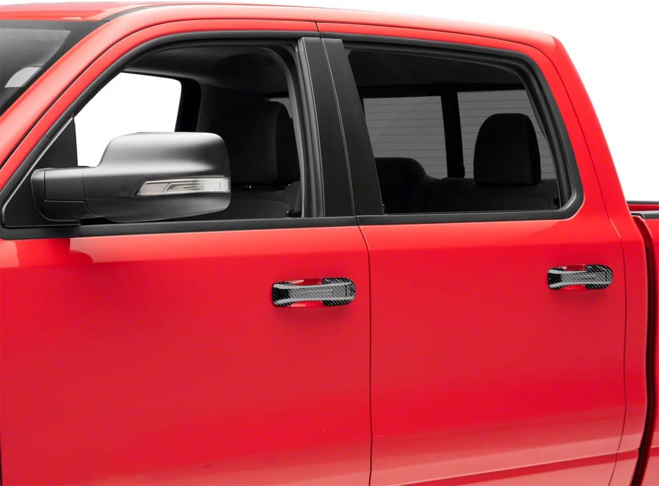 Exterior Door Handle Covers Compatible with Dodge Ram 1500 TRX 2023 2022 2021 Outdoor Handle Trim Exterior Car Accessories ABS 8PC(Carbon Fiber Style,Without Smart Key Hole)