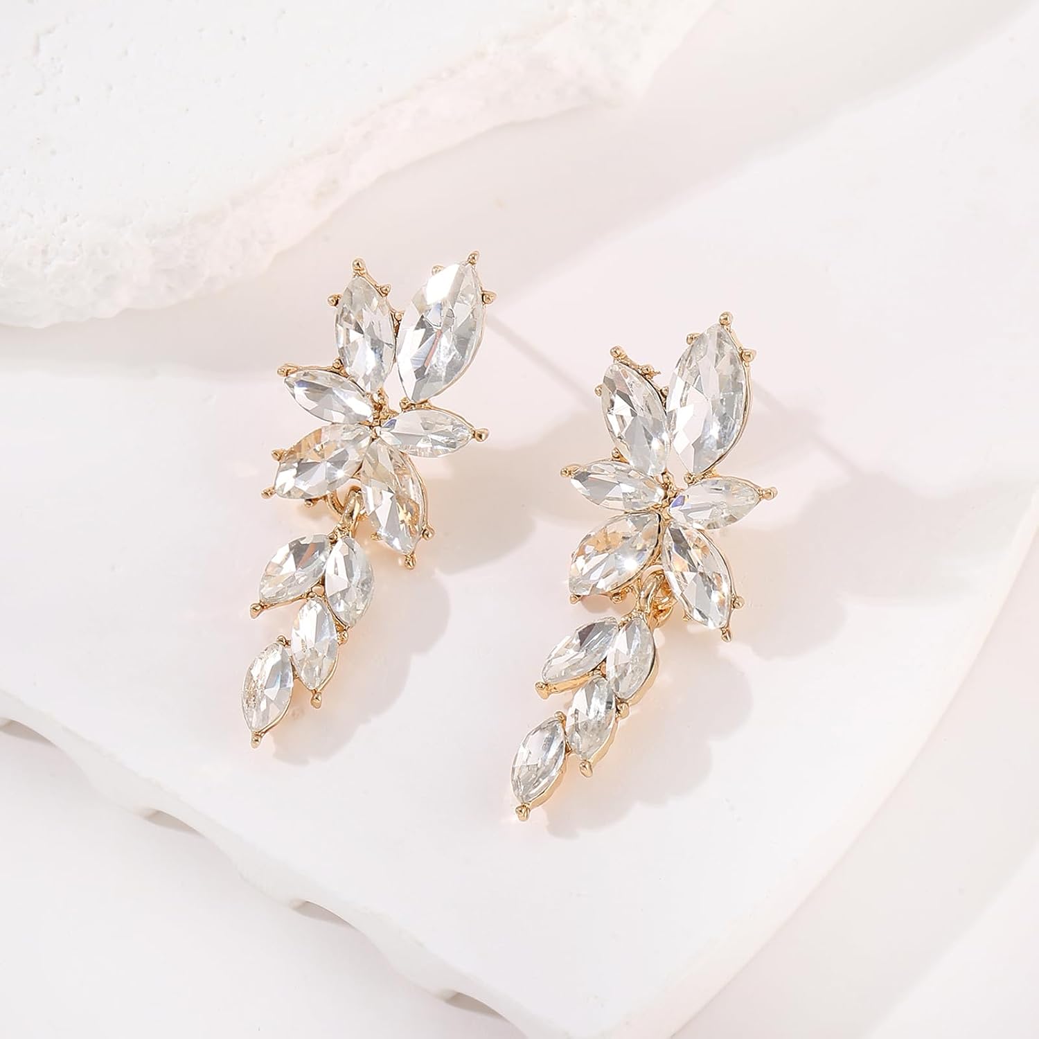 ATIMIGO Elegant Rhinestone Dangle Earrings Marquise Crystal Wedding Bridal Earrings for Brides Bridemaids Formal Prom Statement Drop Earrings for Women - Image 6