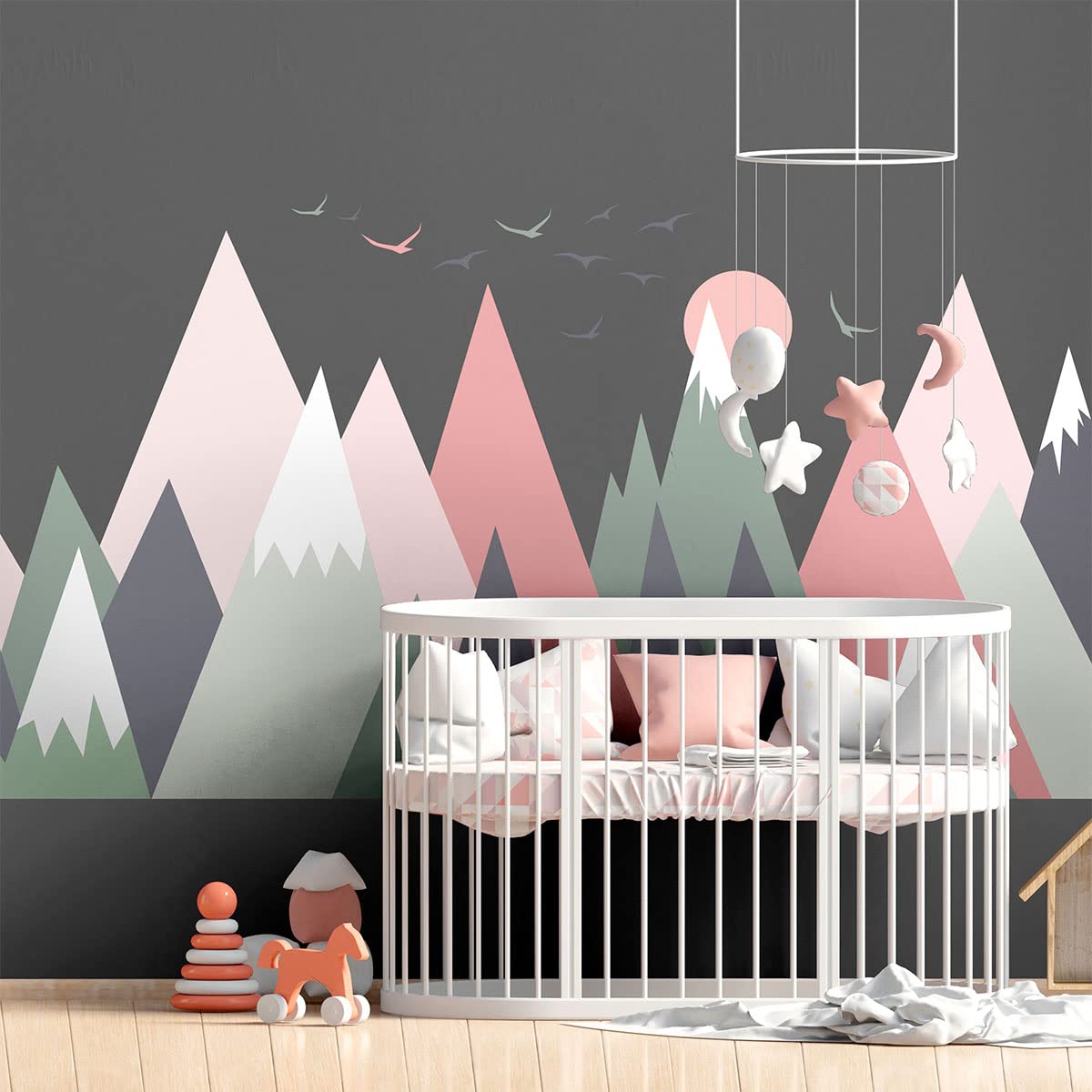 Children's Wall Stickers Baby Room Decoration Children's Wall Stickers Scandinavian Mountains Girlyka Giant Wall Sticker H40 x L60 cm - Image 4
