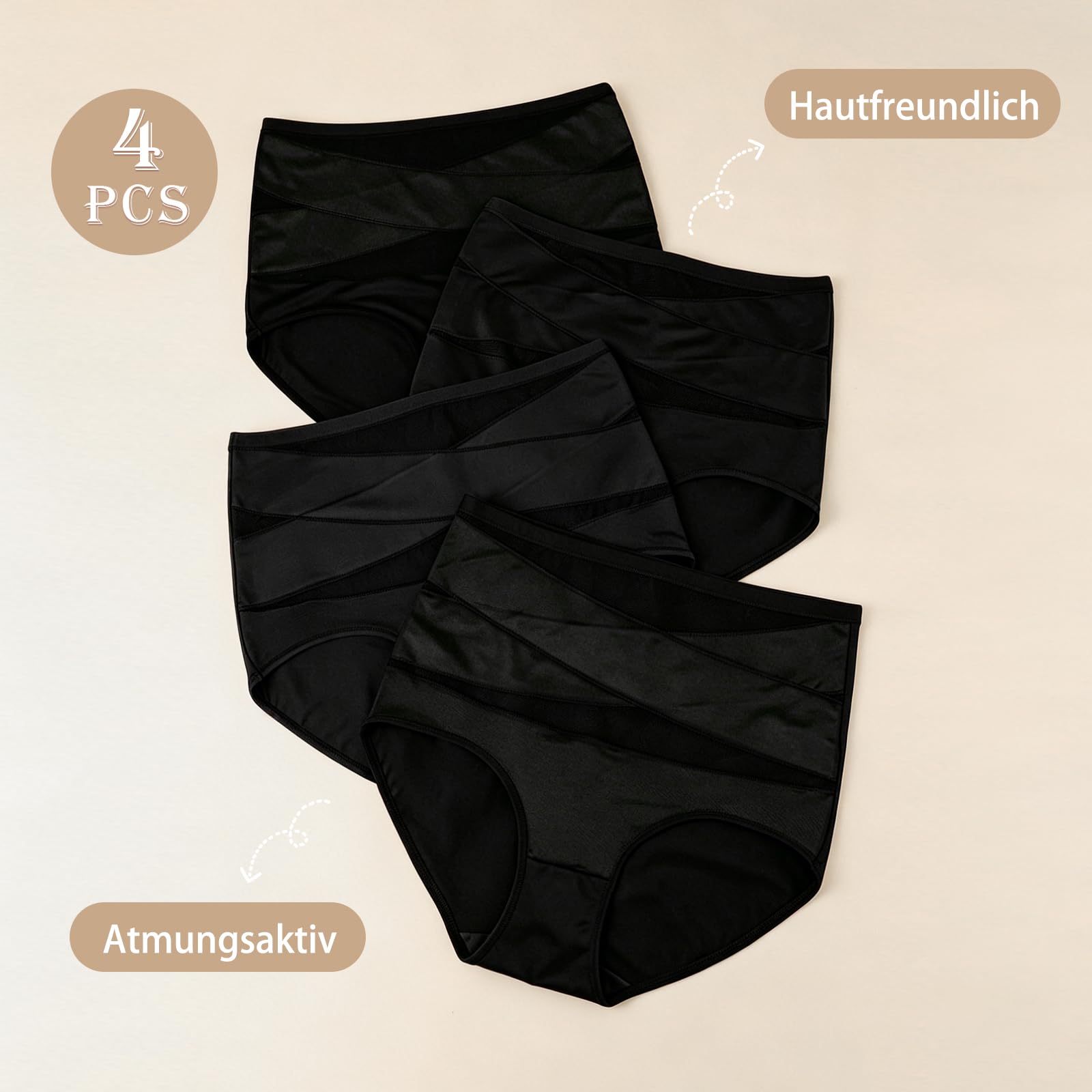 Damen Bauchkontroll-Unterwäsche, Seidig Weiche Ganzbedeckende Dehnbare Damen-Briefs