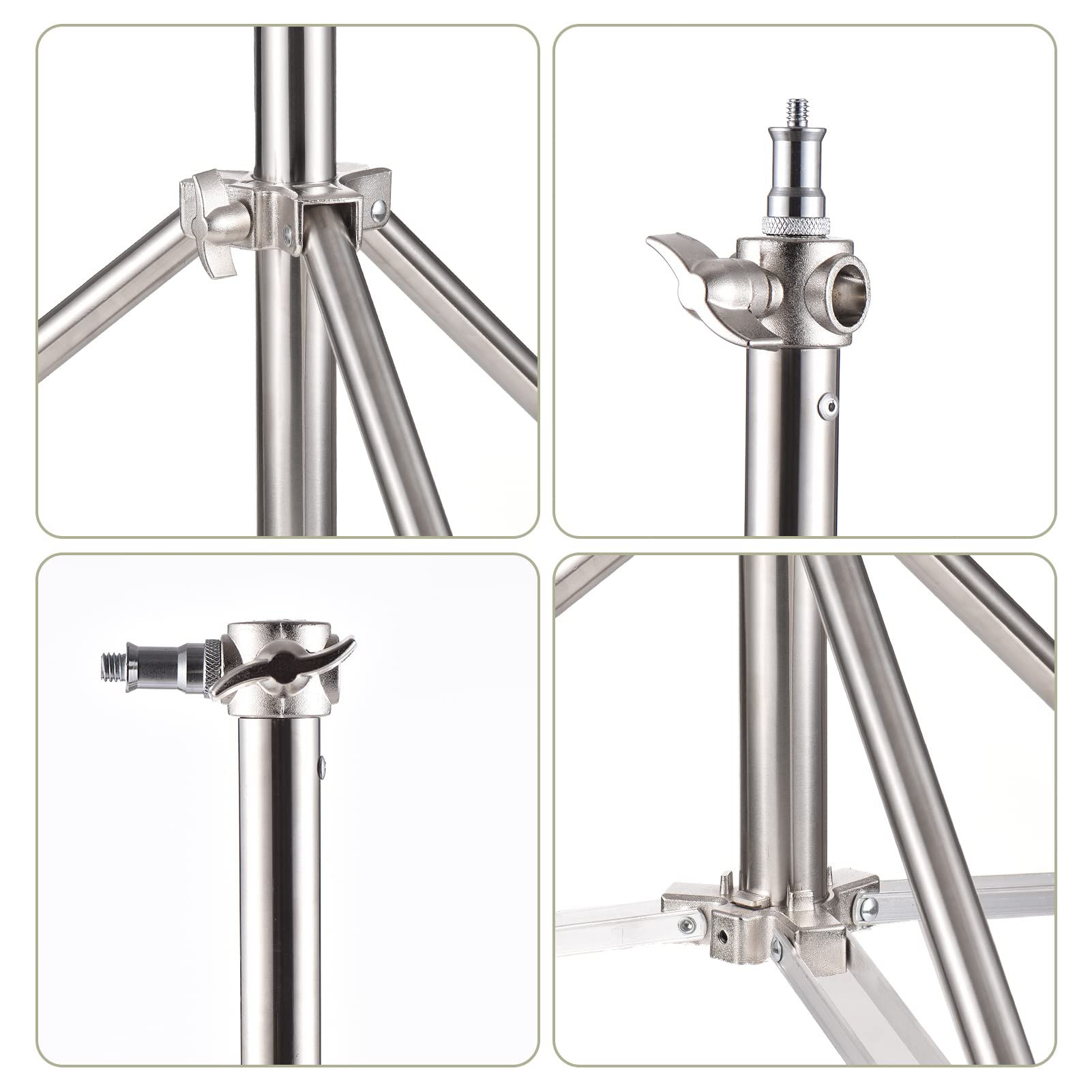 Supporto Illuminazione, Andoer Supporti per Treppiede Luce in Alluminio 280 cm con Vite da 1/4 Pollici e 3/8 Pollici per Studio Kit Luci Fotografiche Scatole Luce