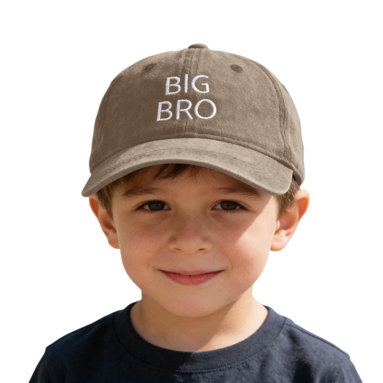 Gorra de béisbol para niños con bordado, gorro lavado oscuro con texto Big Bro, gorra ligera y transpirable para niños y niñas