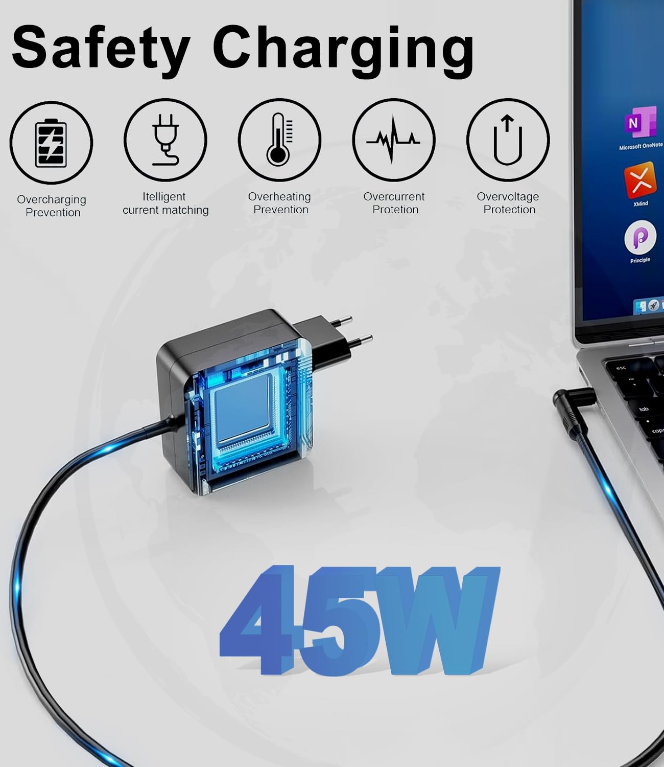 Cluvox Compatible con ASUS 45W PC Caricabatterie Portatile,19V 2.37A Per Vivobook 14 15 S14 S15 X540S X540LA ZenBook UX310 UX330 UX305 Adattatore per Laptop,Connettore:4,0x1,35mm/5,5 * 2,5 mm.