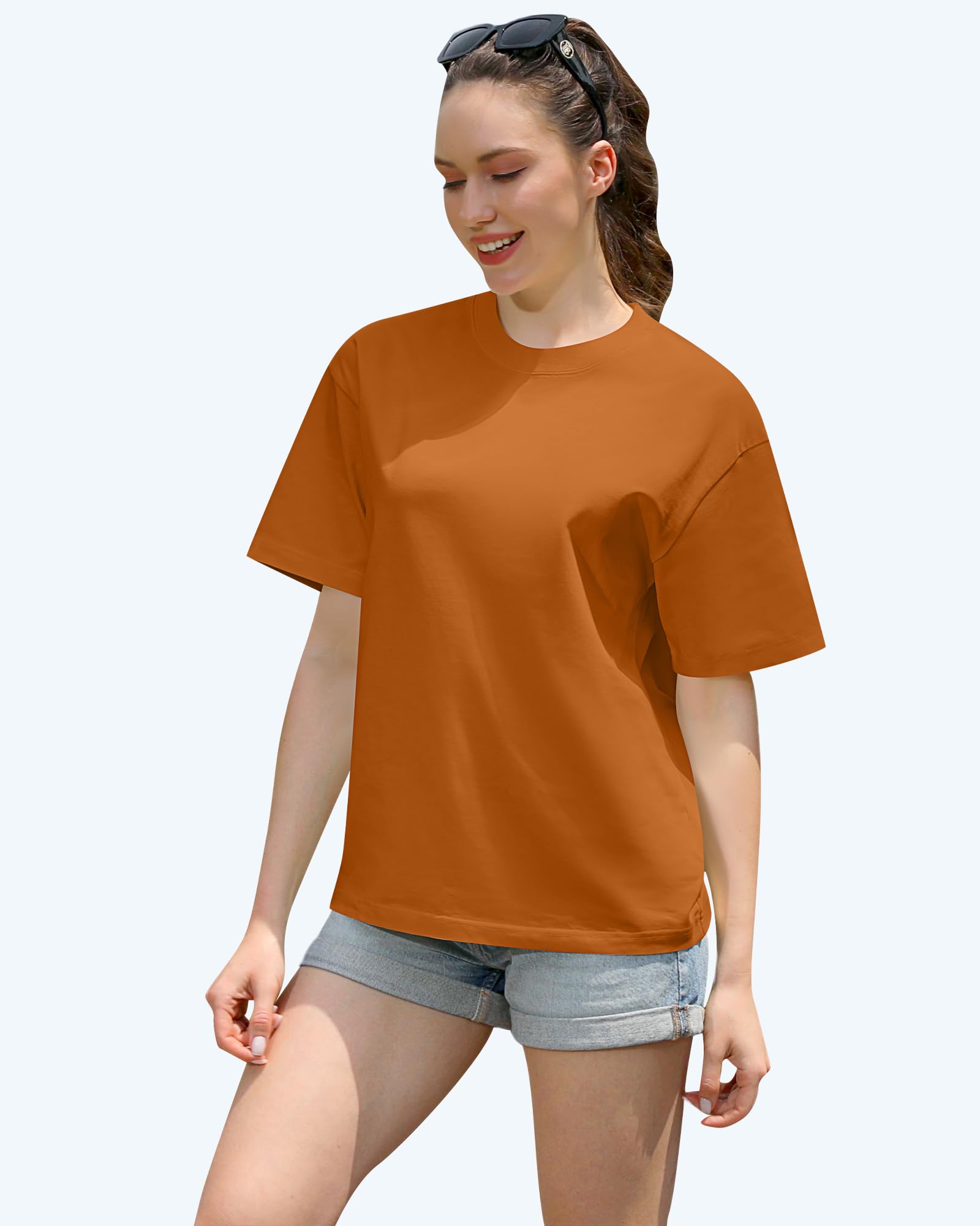 Eadali Lot de 3 t-shirts surdimensionnés pour homme et femme - Épaules tombantes - En coton épais - 280 g - Coupe ample - Manches courtes