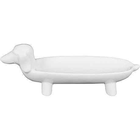 Creative Co-Op 10" x 4.5" x 1.25" White Ceramic Dog Dish for...
