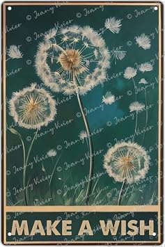 Zomyto Make A Wish Dandelion Dragonfly Metal Tin Sign Bar Cafe Garage Wall Decor Retro Vintage Poster Inspirational Quote Decor for Women Girl Teens, Gift for Birthday, Christmas 5.5 x 8 in