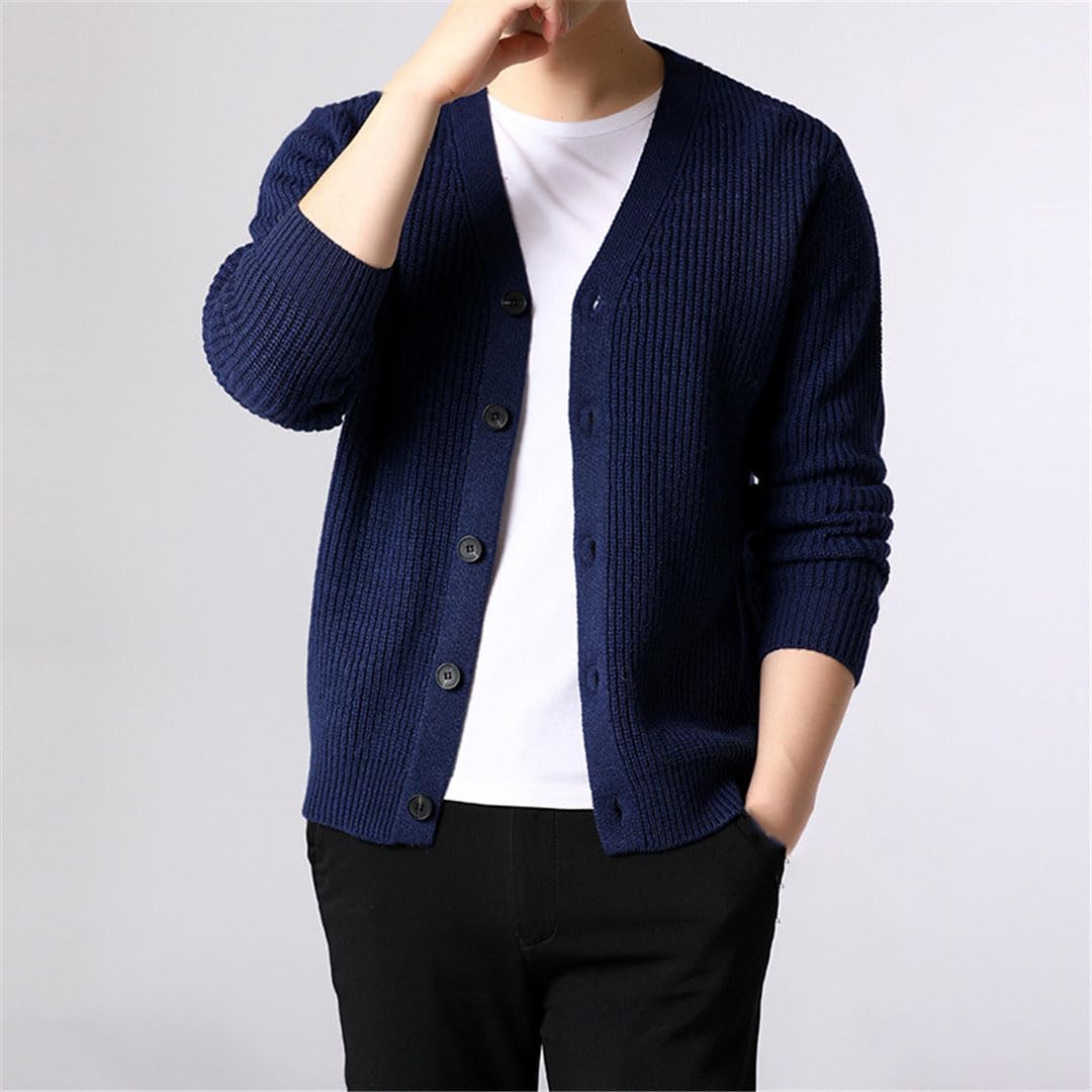 Men's Knit Cardigan Long Sleeve Button Up Top Boys Knit Sweater Knit Top Orange